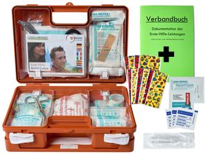 Erste-Hilfe-Koffer Kita incl. Hygiene-Ausstattung nach DIN 13157 für Betriebe + DIN/EN 13164 für KFZ - mit Verbandbuch & Wundreinigungstuch