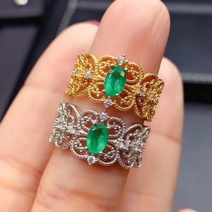 Natürlicher echter Smaragd-Ring-Edelstein-Hochzeits-Verlobungsringe für Frauen-feines Schmuck-Geschenk