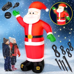 Monzana Aufblasbarer Weihnachtsmann XXL 250cm LED Beleuchtet Befestigungsmaterial IP44 Außen Weihnachtsdeko Santa Nikolaus Weihnachtsfigur Christmas