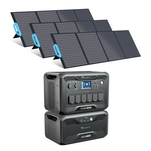 BLUETTI Erweiterbare tragbare Powerstation AC300/3PV200 Solarmodule mit B300 Erweiterungsbatterie, 3072Wh LiFePO4 Batterie Backup mit 6 3000W AC Steckdosen (6000W Spitzen), Solargenerator für Vanlife