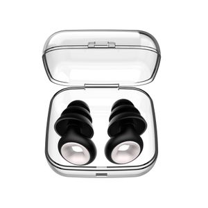 Amorxia Schlaf-Ohrstöpsel, ultraweicher, wiederverwendbarer, flexibler Silikon-Gehörschutz für Geräuschunterdrückung und Fliegen - AOOT-Kupfermünze dreischichtige Hauptohrstöpsel schwarz sekundär weiß