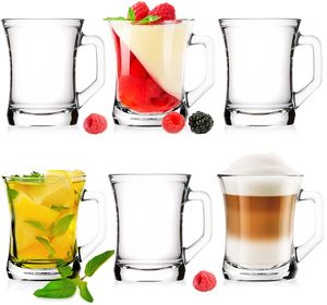 PLATINUX Teegläser mit Griff Kaffeegläser Set 6 Teilig 150ml (max. 210ml) aus Glas Glastassen Dessertglas Teetasse