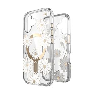 Speck Presidio Lux ClickLock & MagSafe - Etui do iPhone 16 (Sunshine Daisies / Clear / Gold)