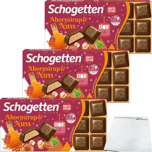 Schogetten Ahornsirup & Nuss Winter Edition 3er Pack (3x100g Packung) + usy Block