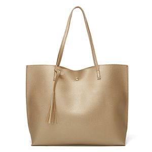 Damen Handtaschen Aus Hochwertigem Leder Kompaktes Handgepäck Messenger Bag Quaste Umhängetasche,Farbe: Golden