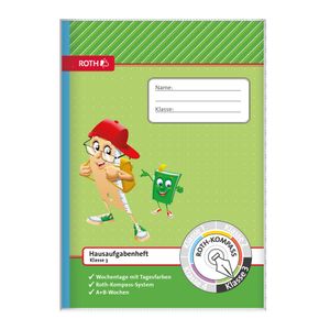 ROTH Kompass-Hausaufgabenheft 3. Klasse - A4, liniert mit Tagesfarben - Grundschule Aufgabenheft mit Umschlag