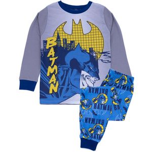 Batman - Schlafanzug für Jungen  Langärmlig NS6948 (116) (Grau/Blau/Gelb)