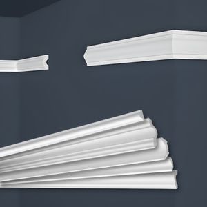 MARBET DESIGN Stuckleisten XPS Styropor weiß - Wandleisten Bordüre Styroporleisten E-Leisten - (20 Meter / 10 Leisten E-18)