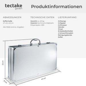 Grillbesteck aus Edelstahl 18-tlg. - grau