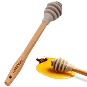 NAVA Honiglöffel SILIKONLÖFFEL Honigschöpflöffel MISTY mit Holzgriff