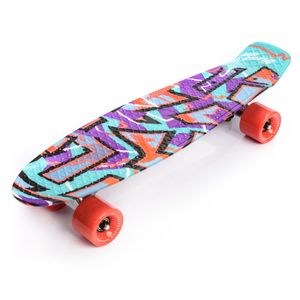 Skateboard Komplette 22" Mini Cruiser Board Retro Komplettboard für Anfänger Kinder Jugendliche Erwachsene, 56x15cm Meteor Multicolour GRAFFITI