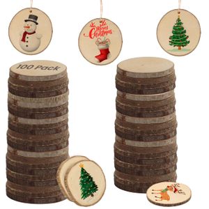 Kurtzy 100er Pack Runde Holzscheiben zum Basteln Ø3-5 cm - 100er Set Holzscheibe rund natur - Set Holzplatten zum Basteln rund - Holz zum Basteln -