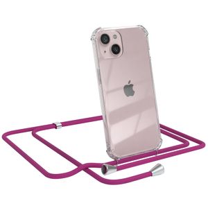 EAZY CASE Handykette kompatibel mit Apple iPhone 13 Kette Handyhülle mit Umhängeband Handykordel Schutzhülle Silikon Pink