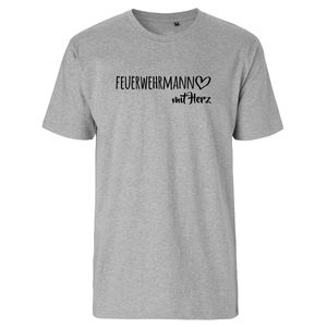 Huuraa Herren T-Shirt Feuerwehrmann mit Herz Bio Baumwolle Fairtrade Oberteil Größe XXL Sport Grey mit Motiv für die tollsten Menschen