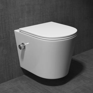 Mai & Mai Dusch-WC A601 spülrandlos Hänge-WC Weiß aus Keramik 53.5x36x36.5cm mit Absenkautomatik