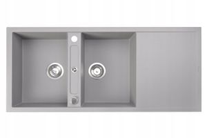 Küchenspüle Doppelspüle Einbauspüle Granitspüle mit Abtropffläche 116x51; grau