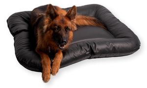 4L Textil ELLA Hundebett Leder Optik Hundekissen Kunstleder schwarz Hundematte Kunstleder Hundebett grosse Hunde Kunstleder Liegekissen 110x90 cm