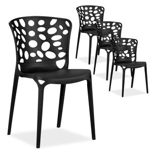Homestyle4u 2463, Gartenstuhl schwarz 4er Set stapelbar wetterfest Gartenmöbel Stühle aus Kunststoff modern
