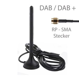 DAB Zimmerantenne / DAB+ Magnet Antenne für Stereoanlage / mit SMA Stecker und 2 Meter Kabel / Antenne DAB / DAB Antennenverstärker / DAB+