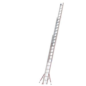 Seilzugleiter dreiteilig. 3x14 Sprossen. Länge eingef. 4.18 m / ausgef. 9.80 m
