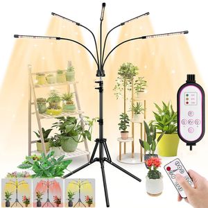 Pflanzenlampe Vollspektrum LED Grow Lampe mit Ständer Sonnenlicht Bodenpflanzenlicht Pflanzenleuchte Tripod einstellbar Wachstumslampe 3 Modi