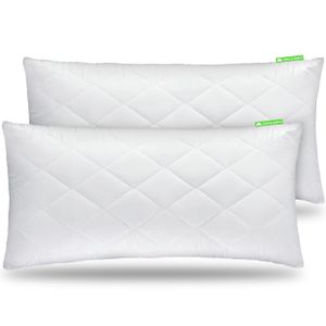 Kopfkissen (40x80 cm groß) - 2er Set Kissen für Bett und als Dekokissen - Mit Reißverschluss für Füllung - Sofakissen - Zierkissen für Couch und Sofa - Waschbar bis 60° - Weiß