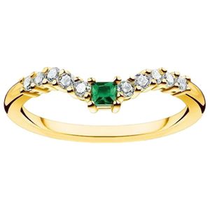 Thomas Sabo TR2398-971-7 Ring Damen Grüner Stein mit Weißen Steinen Gold Gr. 52