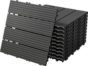 ECD Germany WPC terasová dlažba, 30x30 cm, 44-dielna ekonomická sada na 4m², antracitová vo vzhľade dreva, na záhradnú balkónovú podlahu s drenážou a systémom click ECD Germany WPC terasová dlažba, 30x30 cm, 44-dielna ekonomická sada na 4m², antracitová vo vzhľade dreva, na záhradnú balkónovú podlahu s drenážou a systémom click