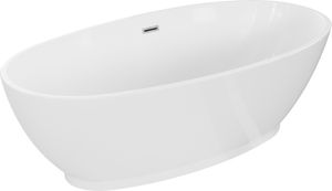 Mexen Bilbao freistehende Badewanne 180 x 90 cm, weiß, Überlauf chrom - 51311809000-01