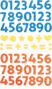 folia Moosgummi Glitter-Sticker NUMBERS 112 Stück auf 2 Bögen