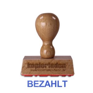 Holzstempel BEZAHLT, 50 x 10 mm, hochwertiger Holzstempel aus Buchenholz mit Lagertext „BEZAHLT“ – ideal für Büro und Privat