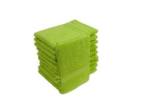 Waschhandschuhe Waschlappen 10er Set Apfel Grün 100 % Baumwolle Frottee 500g/m² 16x21