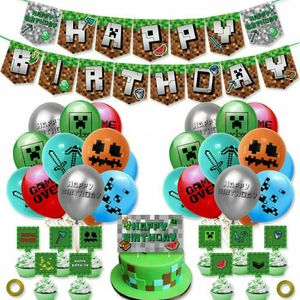 Minecraft Mein Weltballon Unique Happy Birthday Alles Gute zum Geburtstag-Banner-Ballon Party Deko Set
