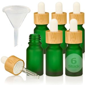6 Pipettenflaschen Tropfflasche 10ml grün matt mit Trichter hochwertige Dropper Flaschen leer Glasflaschen mit Pipette für Parfüm E Liquid CBD DMSO ätherische Öle Aromatherapie Bachblüten