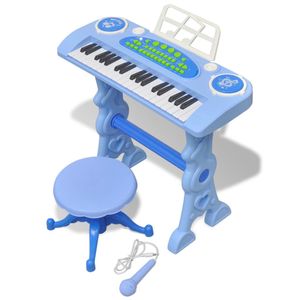vidaXL Detská klávesnica Toy Piano so stoličkou/mikrofónom 37 klávesov modrá