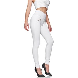 Glamexx24 Damen Stretch Hose Skinny Fit Jegging High-Waist Leggings-Farbe: Weiß -Größe: L