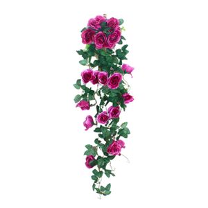 90cm Hängepflanzen Lila Rose Künstliche Rebe Blumenrebe Pflanzen Garten Hochzeit Dekoration Kunstpflanzen