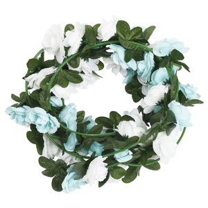 vidaXL Weihnachtskränze Blumen 6 Stk. Blau und Weiß 215 cm