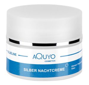 Blueline Microsilver Nachtcreme, Anti Aging Creme für Frauen und Männer, Gesichtscreme gegen unreine und trockene Haut, Gesichtspflege für Neurodermitis und empfindliche Haut (50ml)
