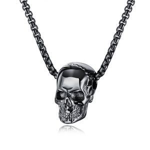 INF Halskette mit Totenkopf aus Titanstahl schwarz 55 cm