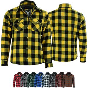 Herren Motorradhemd Lumberjack Holzfäller Hemd mit Protektoren, Größe:52/L, Farbe:Gelb