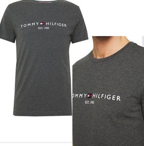 Tommy Hilfiger Logo T-Shirt Dunkelgrau  für Herren Regular Fit Polo Shirt