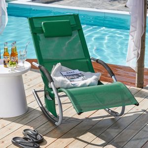 SoBuy OGS28-WD Swingliege Schaukelliege Relaxliege Liegestuhl Sonnenliege Gartenliege mit Tasche 150 kg Belastung