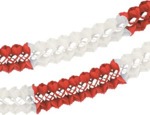 Großraumgirlande, Papier Ø 16 cm · 10 m rot/weiss schwer entflammbar