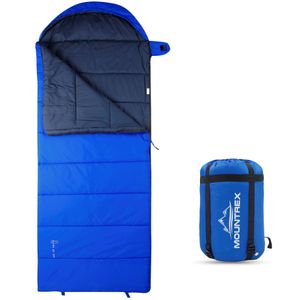 MOUNTREX® Schlafsack Camping & Outdoor - Deckenschlafsack (205 x 75cm) - 3 Jahreszeiten - Leicht, Warm & Weich (1.6 Kg) - Damen und Herren – Koppelbar (Blau - Rechts)