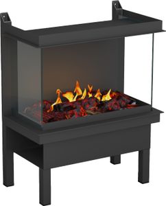muenkel design wall fire electronic PRO FLR 860 [Opti-myst Elektrokamineinsatz Wandeinbau]: Glasscheibe links + rechts - mit Dekoholz - Ohne Heizung - Tank