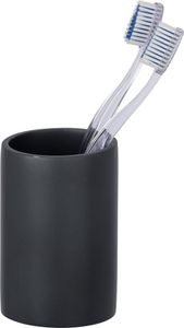WENKO Zahnputz Becher Zahnbürsten Halter Bad Accessoires Ida Anthrazit Gäste WC
