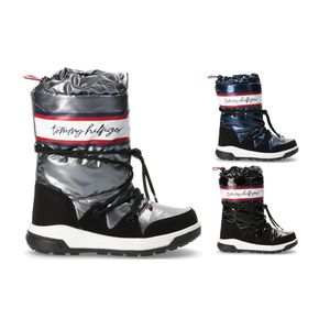 Tommy Hilfiger Damen Schnee-Stiefel Snow-Boots Mädchen Winter-Schuhe wasserfest, Farbe:silber, Schuhe NEU:EU 39