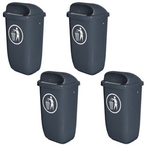 4 Abfallbehälter/Papierkorb für den Außenbereich, 50 Liter, DIN 30713, anthrazit