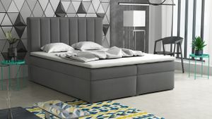 Boxspringová posteľ BONGIORNO - zamatová posteľ s matracom a dvoma zásuvkami (rozmer postele: 180x200, farba: sivá)